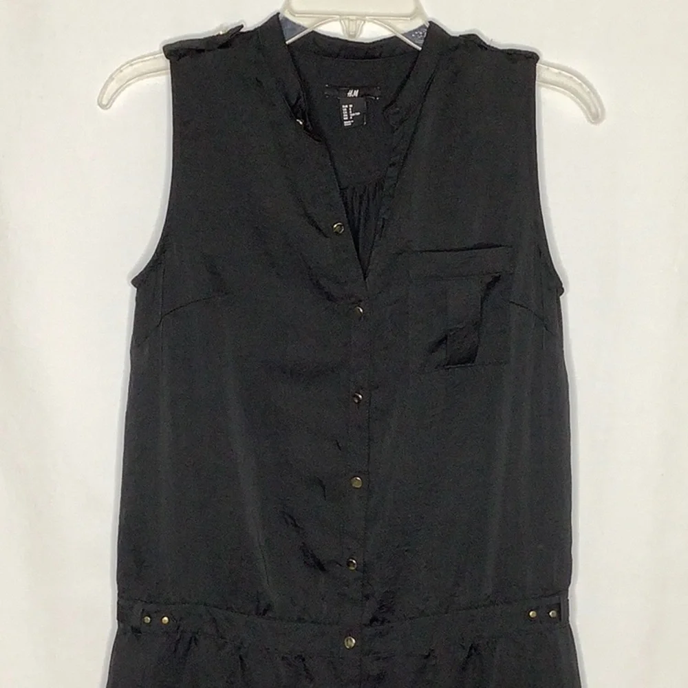 H&M Sleeveless Black Satin Romper Size 8